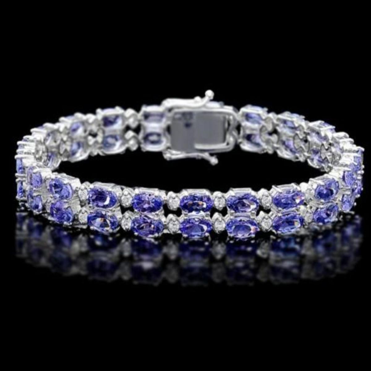 14K Gold 20.20ct Tanzanite 1.34ct Diamond Bracelet