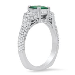 18K White Gold Setting with 0.68ct Emerald and 1.14ct Diamond Ring