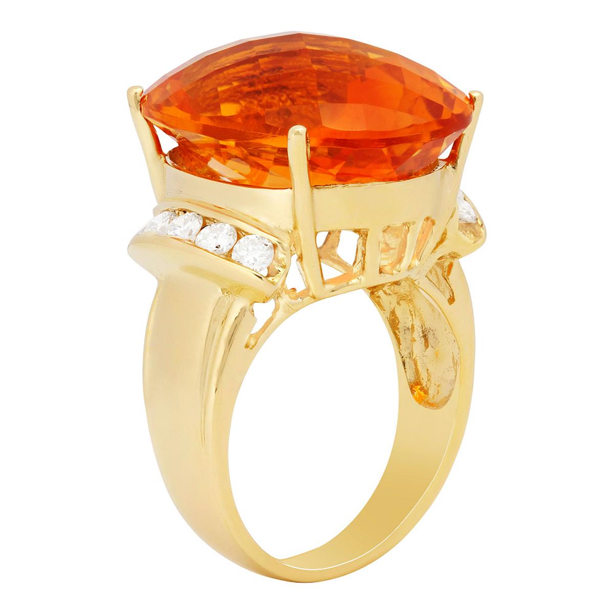 14k Yellow Gold 19.61ct Citrine 0.69ct Diamond Ring