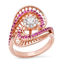 14K Rose Gold Setting with 0.42ct Ruby and 0.37tcw Diamond Ladies Ring