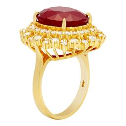 14k Yellow Gold 12.57ct Ruby 1.62ct Diamond Ring