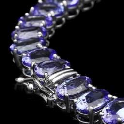 14K White Gold 65.62ct Tanzanite and 1.47ct Diamond Necklace