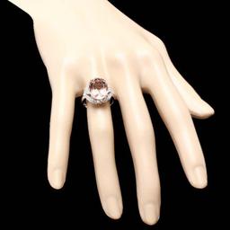 14K White Gold 6.08ct Morganite and 1.04ct Diamond Ring