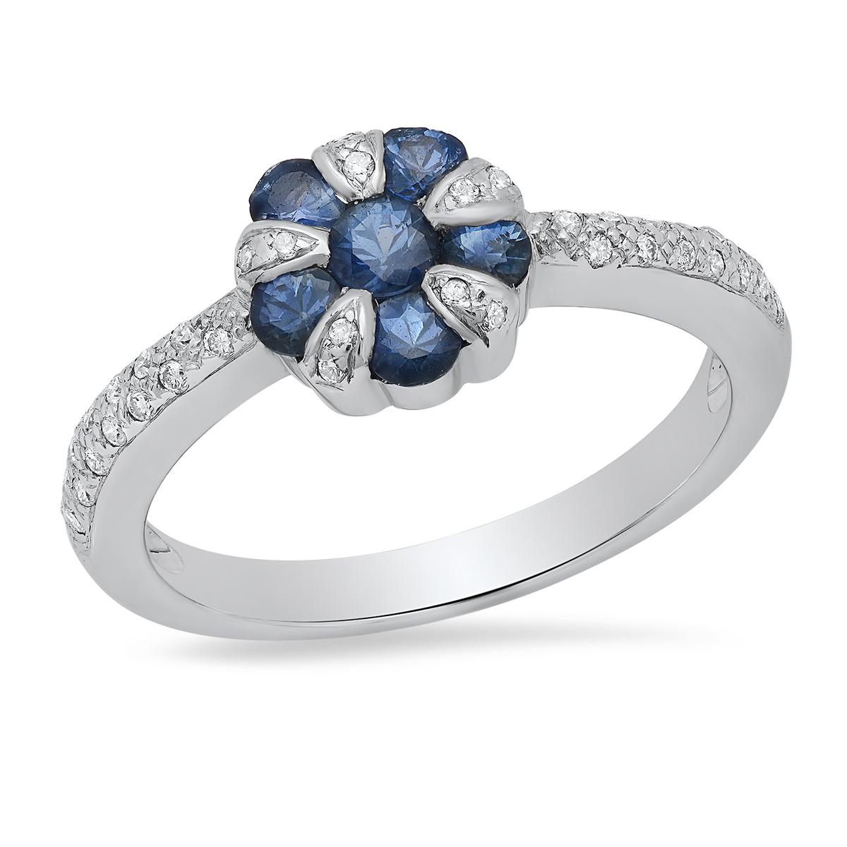 18K White Gold Setting with 0.60ct Sapphire and 0.15ct Diamond Ring