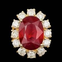 14K Yellow Gold 11.84ct Ruby and 2.42ct Diamond Ring