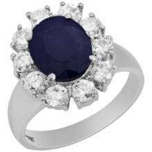 14k White Gold 2.96ct Sapphire 1.23ct Diamond Ring