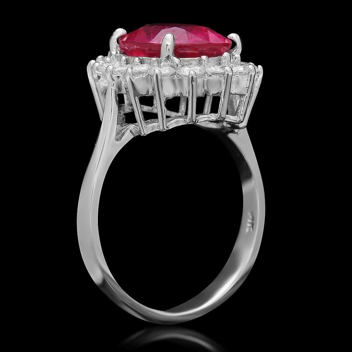 14K White Gold 4.96ct Ruby and 1.01ct Diamond Ring