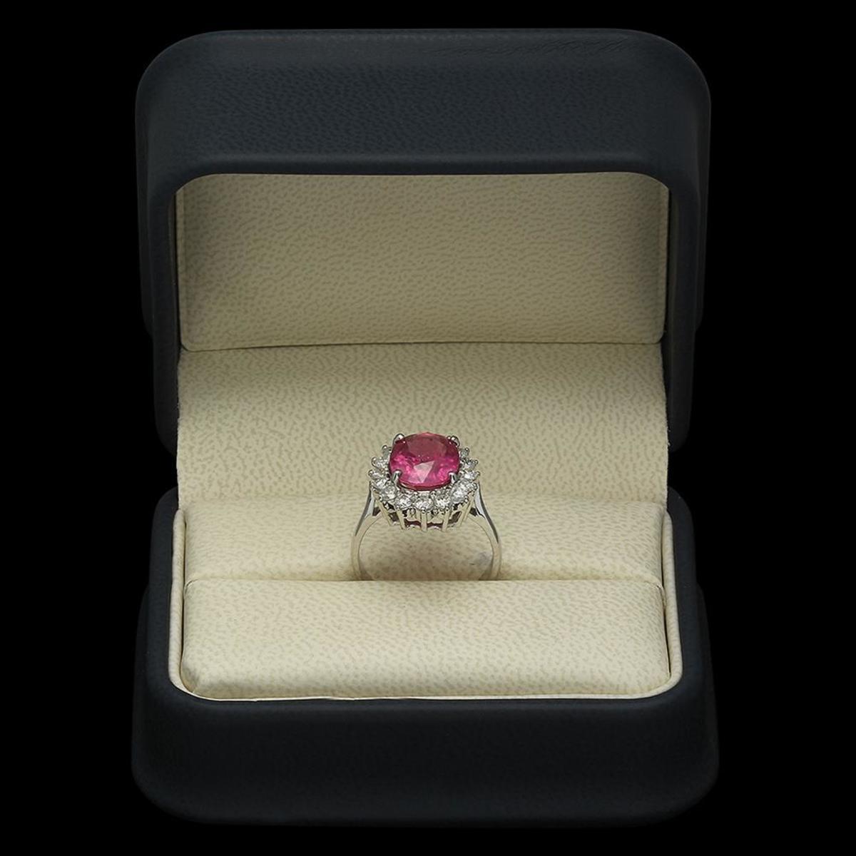 14K White Gold 4.96ct Ruby and 1.01ct Diamond Ring
