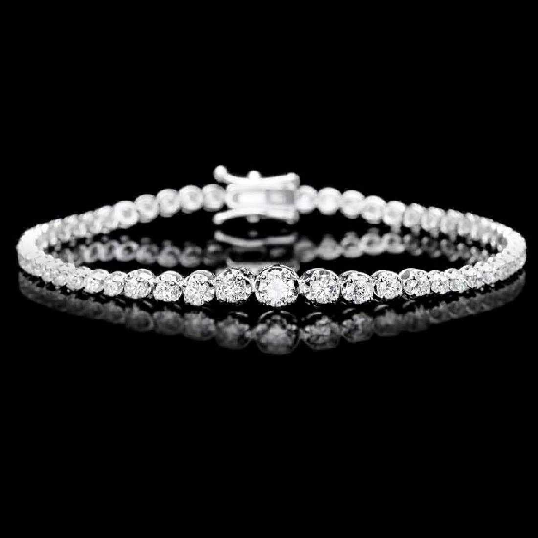 14K White Gold and 3.15ct Diamond Bracelet