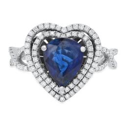 14K White Gold Setting with 2.50ct Sapphire and 1.00ct Diamond Ladies Ring