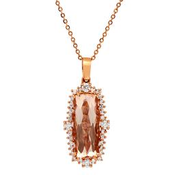 14k Rose Gold 11.96ct Morganite 1.25ct Diamond Pendant