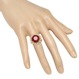 14K Yellow Gold Setting with 13.28ct Ruby and 0.78ct Diamond Ladies Ring