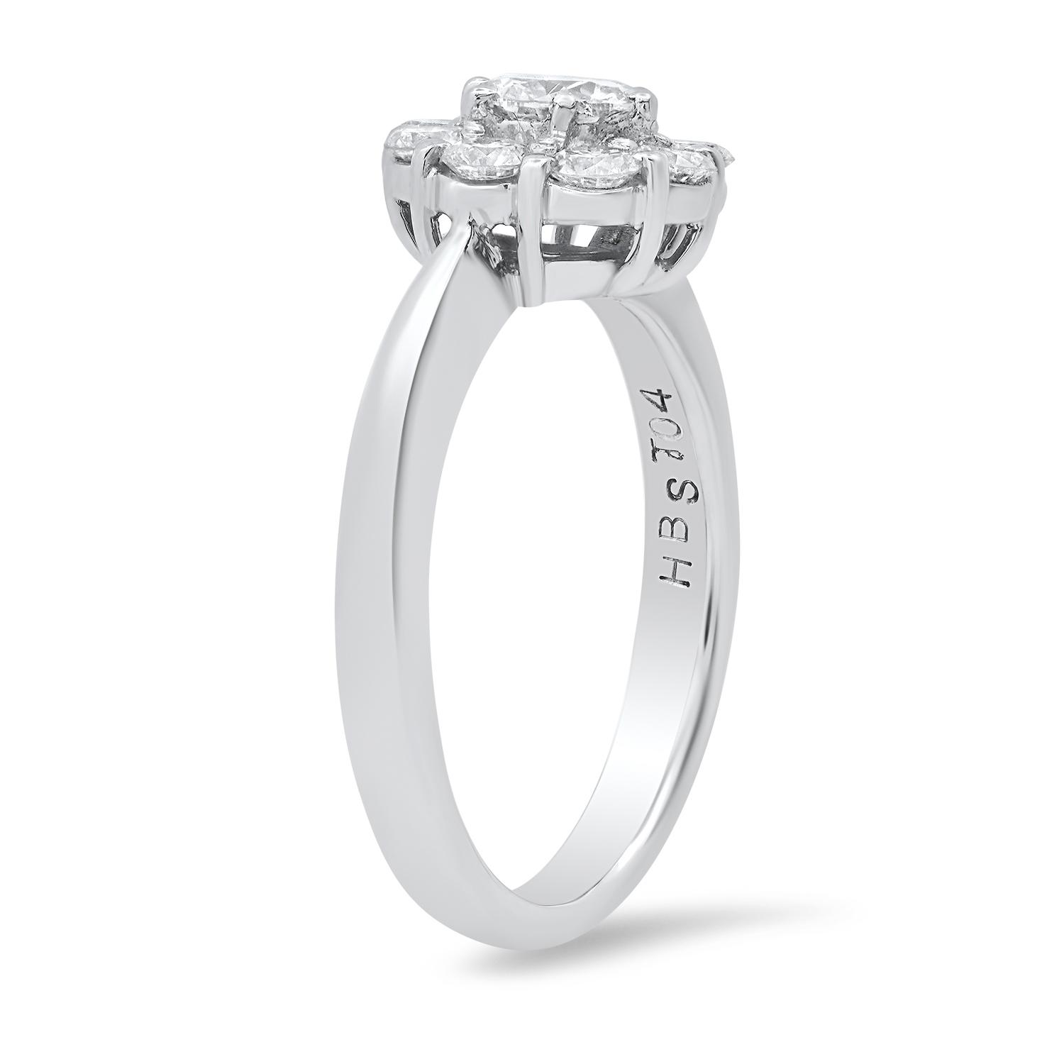 Platinum Setting with 0.39ct Center Diamond and 0.48ct Diamond Halo Ladies Ring