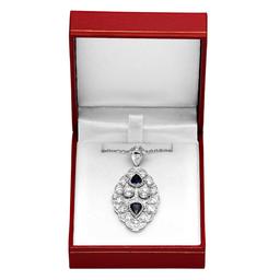 14k White Gold 2.56ct Sapphire 1.98ct Diamond Necklace