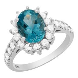 14k White Gold 2.02ct Aquamarine 0.80ct Diamond Ring