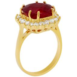 14k Yellow Gold 7.13ct Ruby 0.86ct Diamond Ring