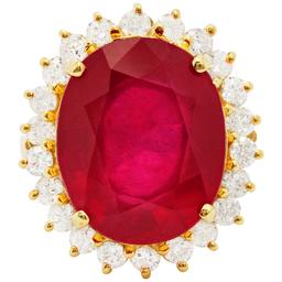 14k Yellow Gold 17.50ct Ruby 1.33ct Diamond Ring