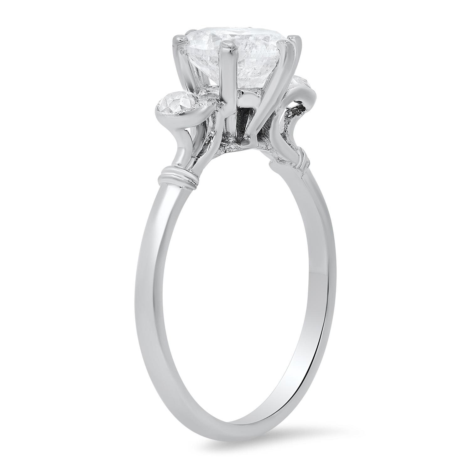 18K White Gold Setting with 1.60ct Center Diamond and 1.78tcw Diamond Ladies Ring