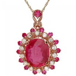 14K Gold 4.82ct Ruby 0.36ct Diamond Pendant