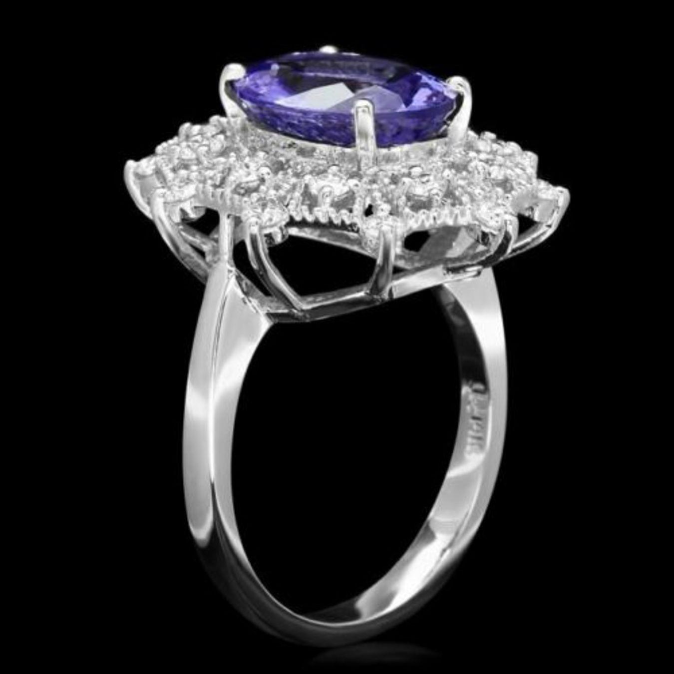 14K White Gold 4.08ct Tanzanite and 0.66ct Diamond Ring