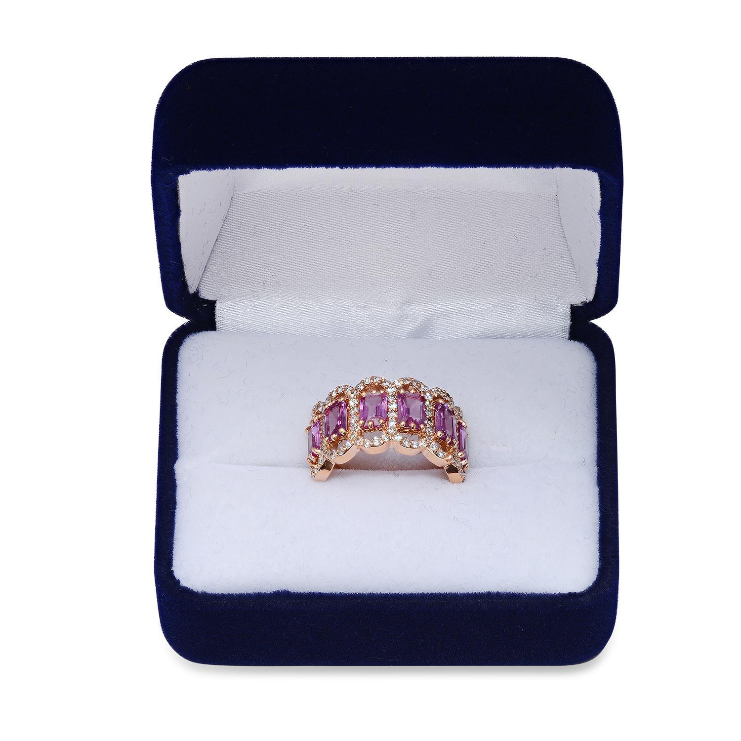 14K Rose Gold with 3.14ct Pink Sapphire and 1.07ct Diamond Ring