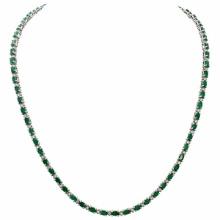 14k White Gold 15.41ct Emerald 1.29ct Diamond Necklace