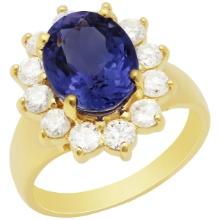 14k Yellow Gold 3.93ct Tanzanite 1.19ct Diamond Ring