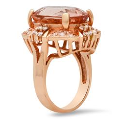 14K Rose Gold 14.23ct Morganite and 0.85ct Diamond Ring