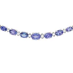 14k White Gold 23.93ct Tanzanite 1.14ct Diamond Necklace