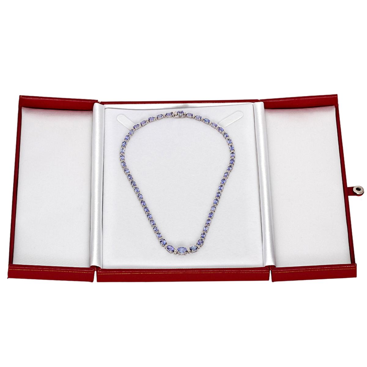 14k White Gold 23.93ct Tanzanite 1.14ct Diamond Necklace