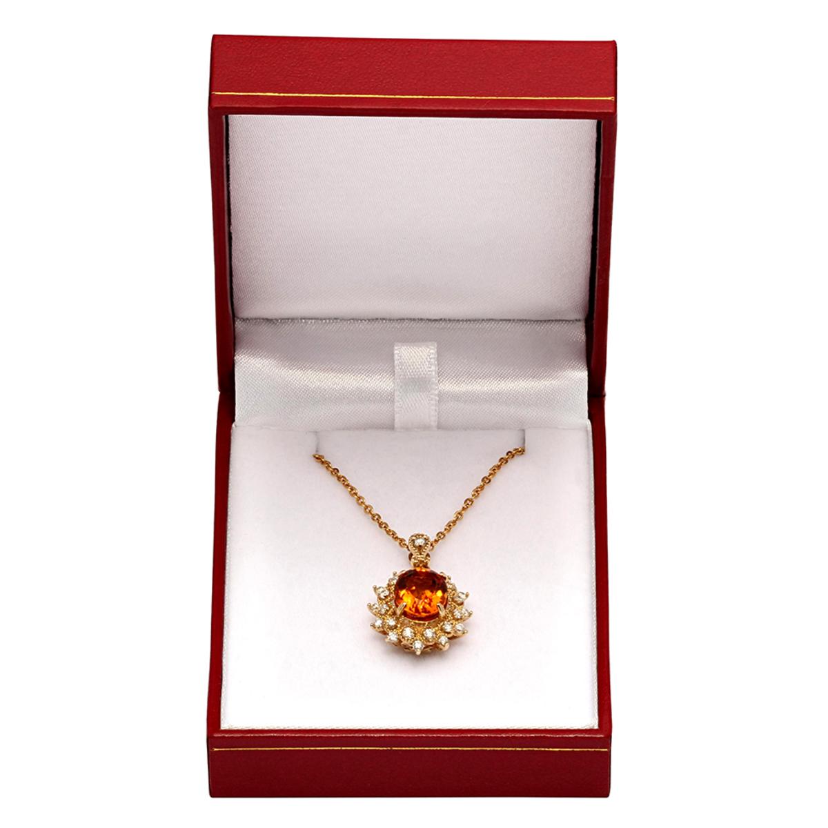 14k Yellow Gold 3.98ct Citrine 0.17ct Diamond Pendant