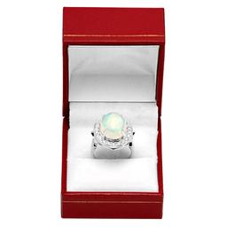 14k White Gold 5.57ct Opal 1.01ct Diamond Ring