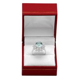 14k White Gold 3.33ct Aquamarine 0.67ct Diamond Ring