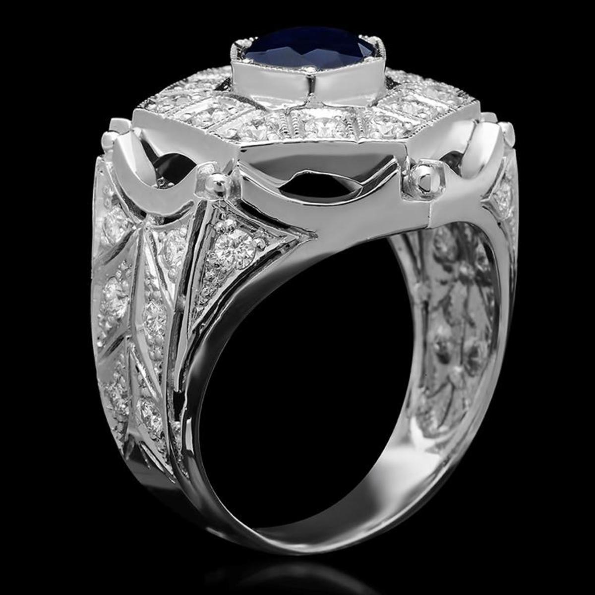 14K White Gold 1.91ct Sapphire and 1.27ct Diamond Ring