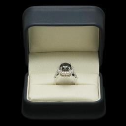 14K White Gold 4.50ct Fancy Color Diamond and 1.03ct Diamond Ring