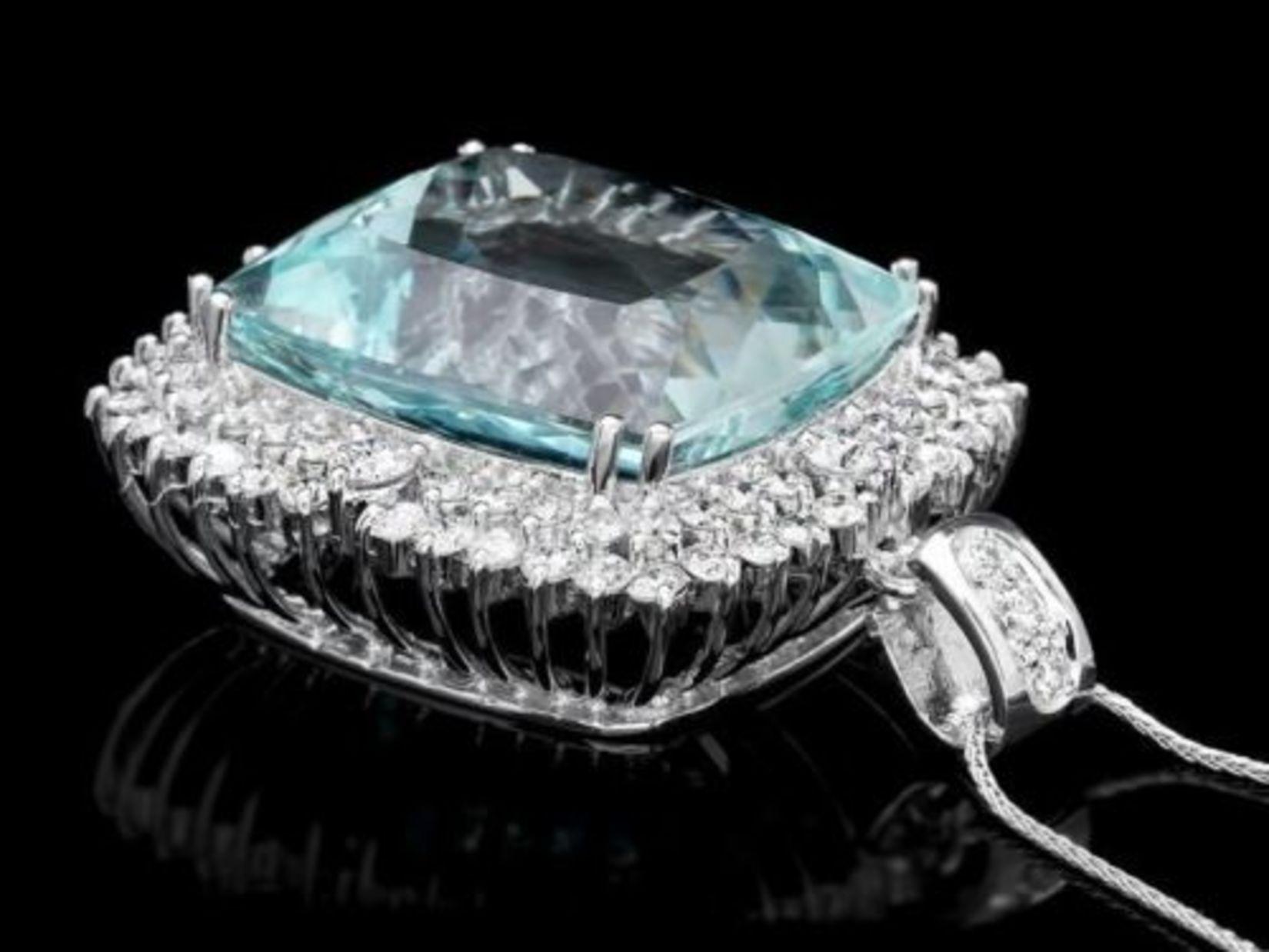 14K Gold 38.19ct Aquamarine 3.51ct Diamond Pendant