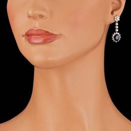 14k Gold 4.74ct Sapphire 2.37ct Diamond Earrings