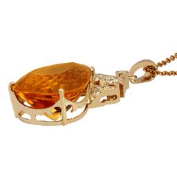 14k Yellow Gold 27.52ct Citrine 0.72ct Diamond Pendant