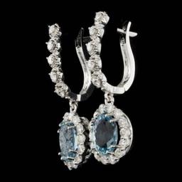14k 3.27ct Aquamarine 1.31ct Diamond Earrings