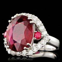 14K White Gold 7.51ct Ruby and 1.26ct Diamond Ring