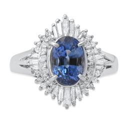 Platinum Setting with 2.18ct Sapphire and 0.45ct Diamond Ladies Ring