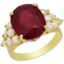 14k Yellow Gold 10.56ct Ruby 1.06ct Diamond Ring