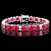 14K Gold 25.0ct Ruby 1.28ct Diamond Bracelet