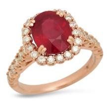 14K Rose Gold 4.59ct Ruby and 1.00ct Diamond Ring