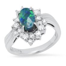 Platinum Setting with 1.85ct Opal and 0.75ct Diamond Ladies Ring
