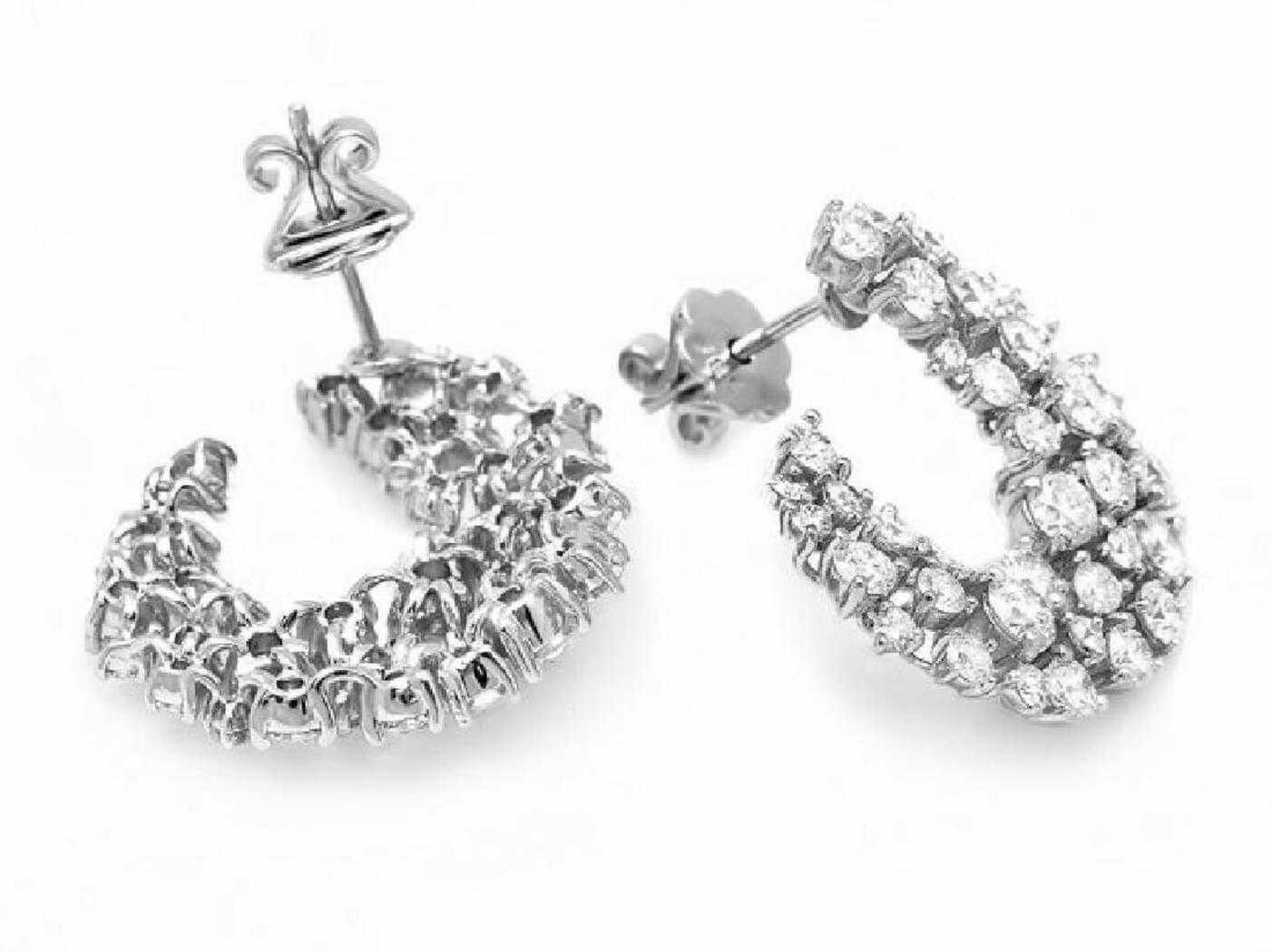 14K White Gold and 4.25ct Diamond Earrings