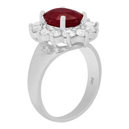 14k White Gold 4.00ct Ruby 1.34ct Diamond Ring