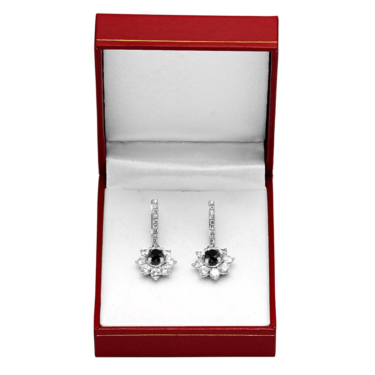 14k White Gold 2.55ct & 3.69ct Diamond Earrings