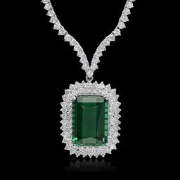 18K White Gold 21.36ct Tourmaline and 8.0ct Diamond Necklace