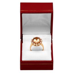 14k Yellow Gold 4.65ct Morganite 0.50ct Ruby 1.05ct Diamond Ring